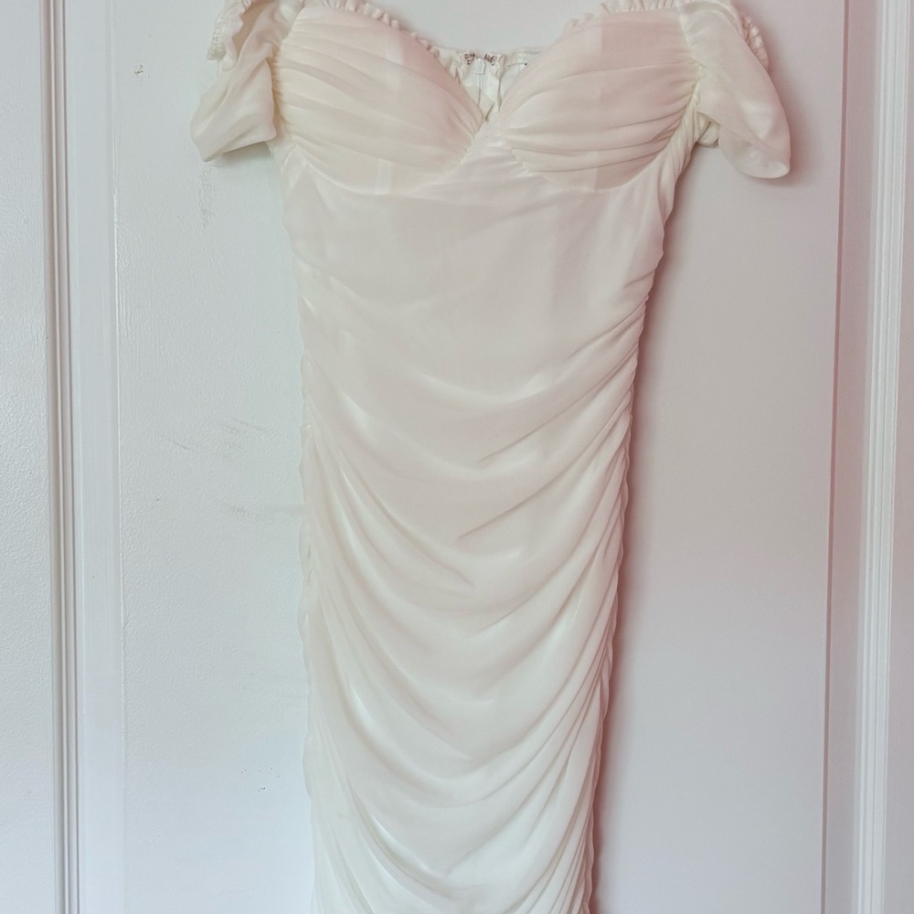 Windsor Cream Ruched Sheath Mini Dress